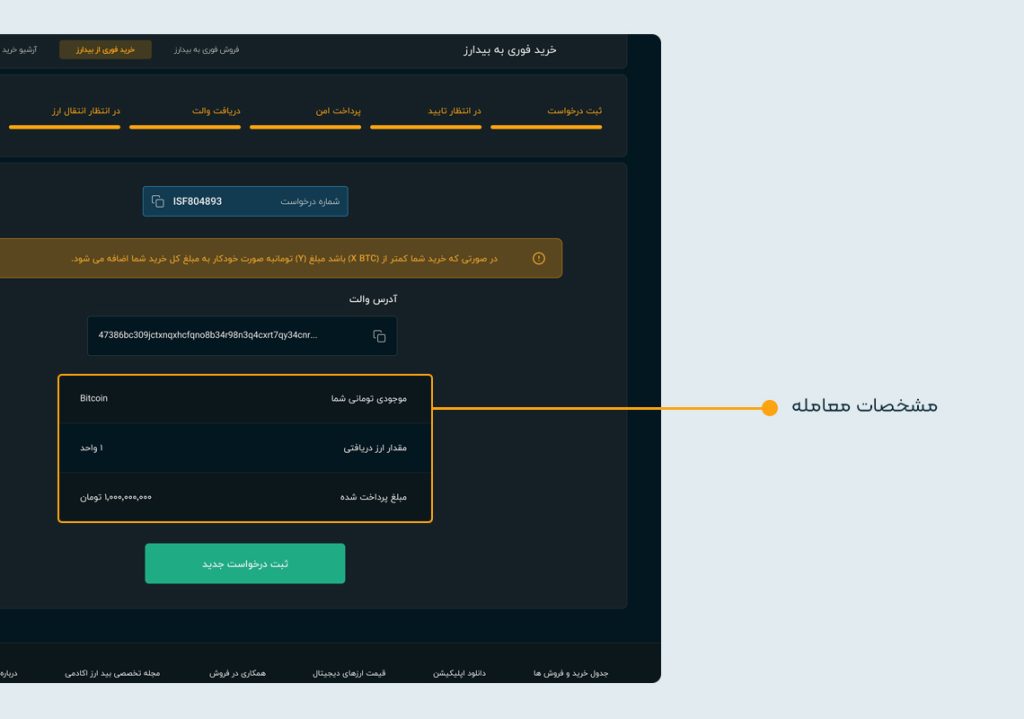تصویر نمایش اطلاعات خرید ارز دیجیتال