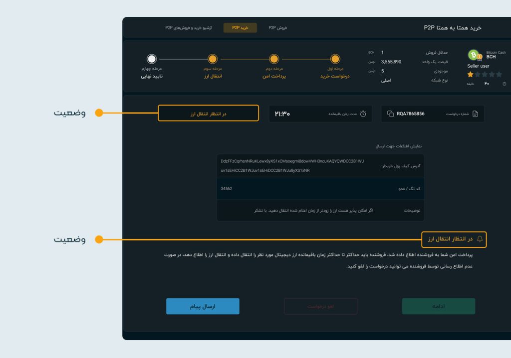 تصویر صفحه انتظار انتقال ارز دیجیتال